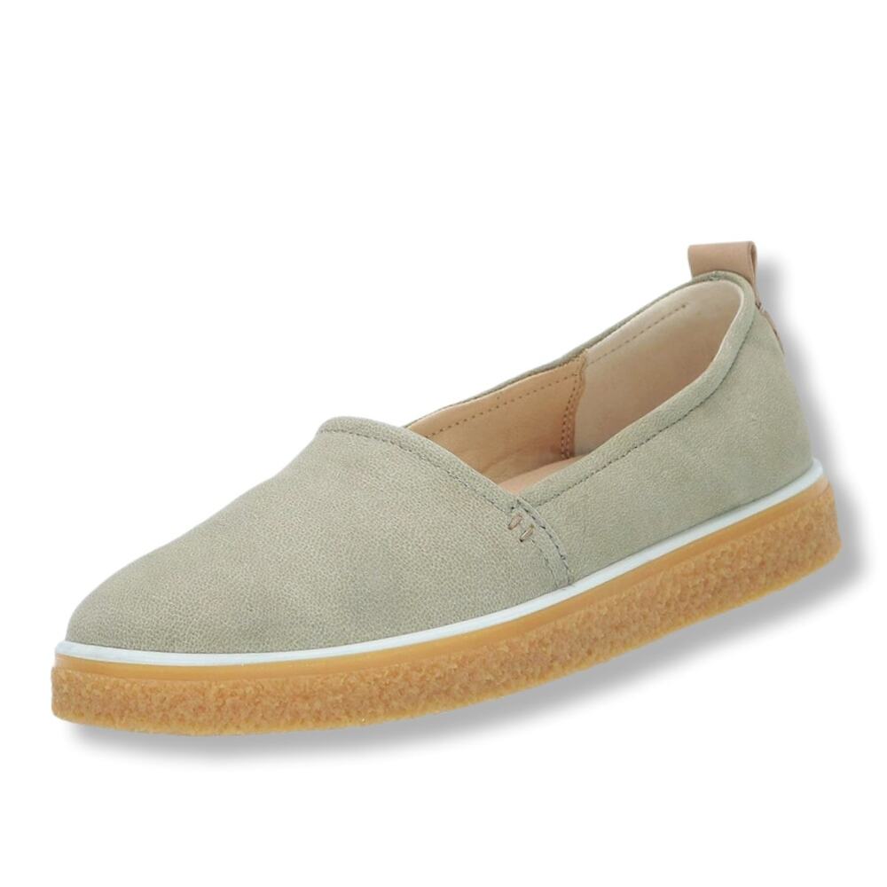 Women ECCO Crepetray Slip On Leather Flats Green 11 43 Casual Luxe Comfort